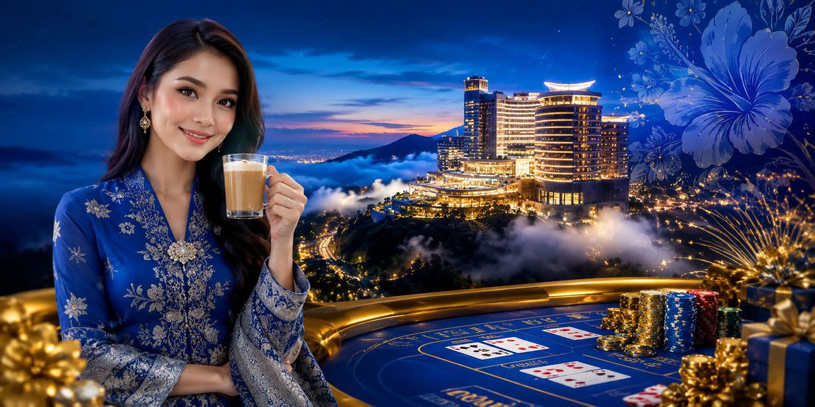 Pemain kasino mudah alih di Kuala Lumpur memakai baju kurung menikmati slot dalam talian
